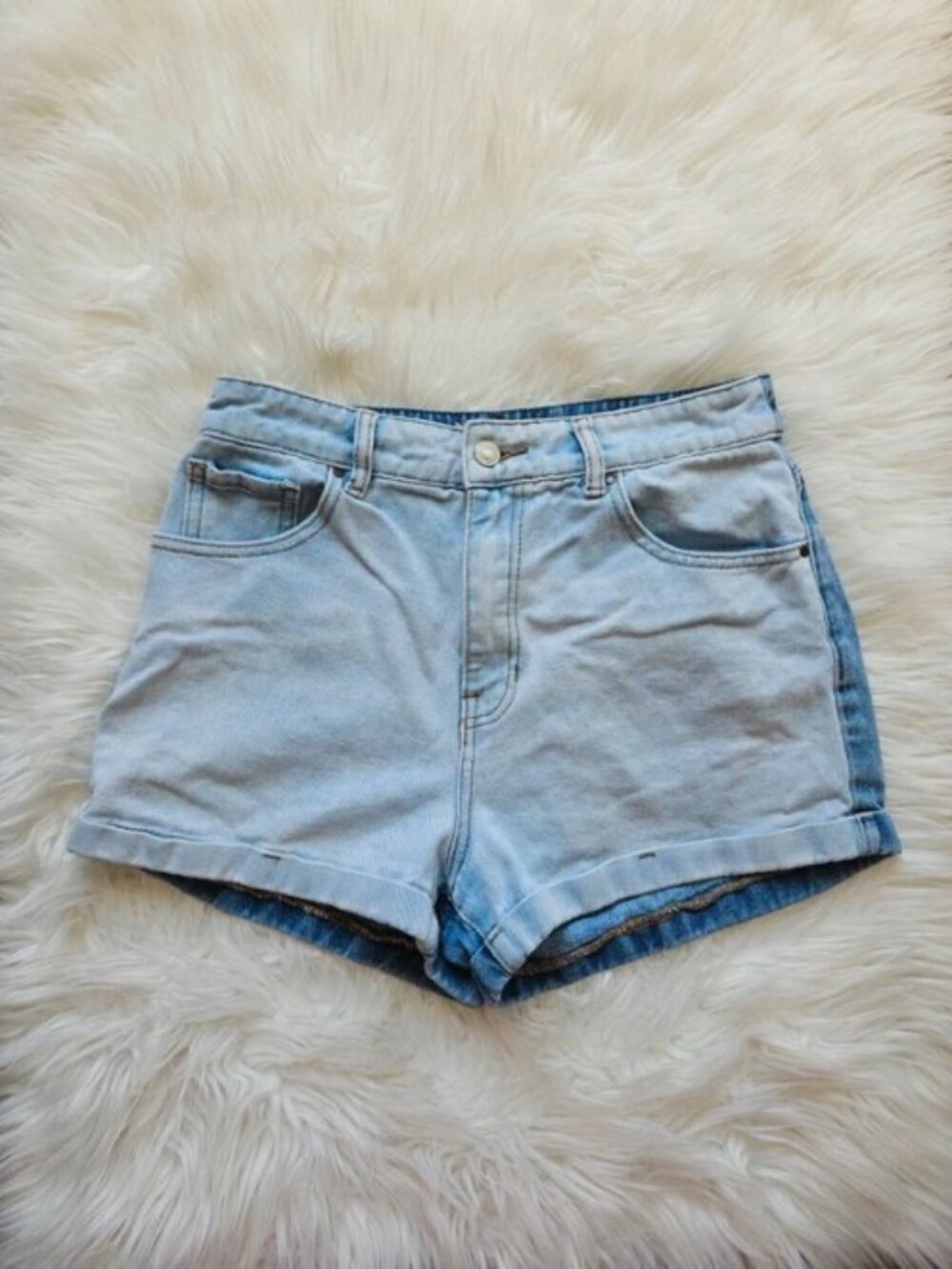Pacsun High Waisted Retro Colorblock Two Toned Jean Denim Mom Shorts 26 Y2K Boho